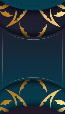 Background with gradient blue color with abstract gold pattern for design under your text
