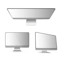 Modern monitor is isolated on a white background. Monitor view directly and from above. Realistic vector. vector