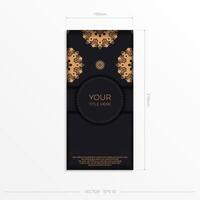 A black and gold card with an ornate pattern vector