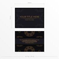 Black luxury invitation card design with gold vintage ornament. Can be used as background and wallpaper. Elegant and classic vector elements