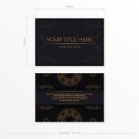 Black luxury invitation card design with gold vintage ornament. Can be used as background and wallpaper. Elegant and classic vector elements