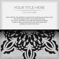 Luxurious white square postcard template with vintage abstract ornament. Elegant and classic vector elements are great for decoration.