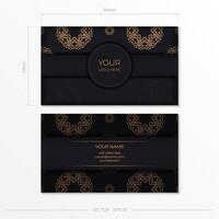 Black luxury business card design with gold vintage ornament. Can be used as background and wallpaper. Elegant and classic vector elements are great for decoration.