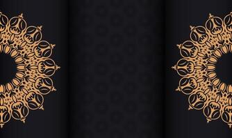 Black banner with luxurious ornaments and place under the text. Print-ready invitation design with vintage patterns. vector