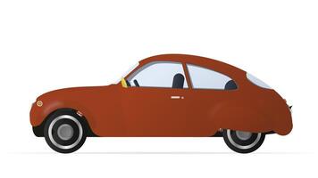 Vector red car in old style. Realistic red car isolated on a white background. Stock illustration.