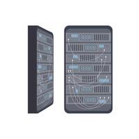 Rack with server hardware. The concept of a server room, data bank, web hosting. vector illustration