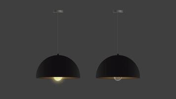 Vector set of realistic black chandeliers. Ceiling lamp. Loft style. Element for interior design.