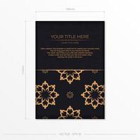 Dark postcard design with vintage Indian mandala ornament. Elegant and classic vector elements ready for print and typography.