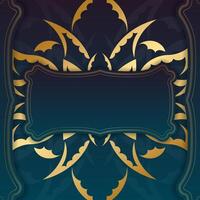Golden floral pattern on dark blue background vector