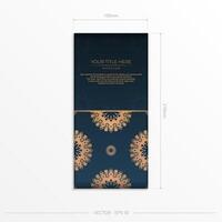 Dark blue postcard template with abstract ornament. Elegant and classic elements ready for print and typography. illustration. vector