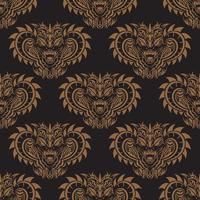 Dark seamless pattern with snake head. Vector illustration.