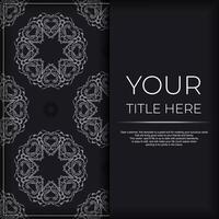Black and white card with ornate pattern vector