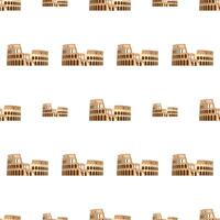 Seamless pattern with coliseum. Endless background. Good for postcards, prints, wrapping paper and backgrounds. . vector