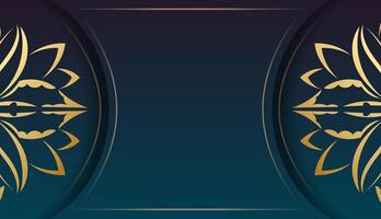 Golden floral background with blue and gold vector