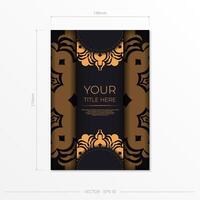 A black and gold flyer template with an ornate pattern vector