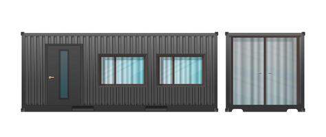 House of black cargo container. Large house out of container for ship isolated on a white background. . vector