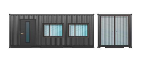 House of black cargo container. Large house out of container for ship isolated on a white background. Vector. vector