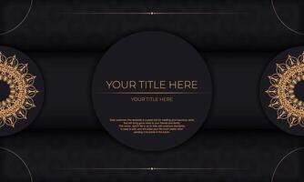 Black banner with luxurious ornaments and place for your text. Invitation card design with vintage patterns. vector