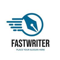 Fast writer vector logo template. This design use pen symbol.