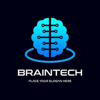 Brain technology vector logo template. This design use digital symbol.