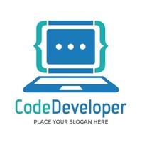 Code developer vector logo template. This design use laptop symbol.