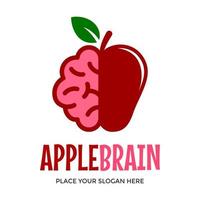 plantilla de logotipo de vector de cerebro de manzana. este diseño utiliza el símbolo de la fruta. adecuado para la comida y el conocimiento.