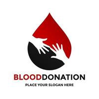 Blood donation vector logo template. This design use hand symbol. Suitable for solidarity.