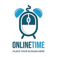 Online time vector logo template. This design use alarm symbol. Suitable for work or internet.