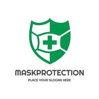 Mask protection vector logo template. This design use shield symbol. Suitable for preventive.