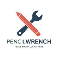 Pencil wrench vector logo template. This design use tool symbol. Suitable for mechanic business.