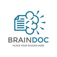 plantilla de logotipo de vector de documento cerebral. este diseño usa papel y símbolo mental. APTO PARA OFICINA O EDUCACION.