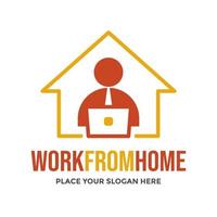 Work from home vector logo template. This design use laptop and human symbol. Suitable for business.