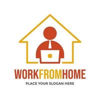 Work from home vector logo template. This design use laptop and human symbol. Suitable for business.