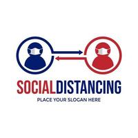 Social distancing vector logo template. This design use human symbol and arrow. Suitable for medical.