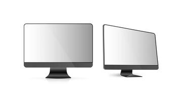 Modern black monitor isolated on a white background. Realistic screen. Vector. vector