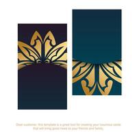 Business card template with gold and blue design vector