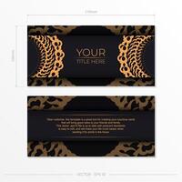 Dark black gold invitation card template with white abstract ornament. Elegant and classic elements are great for decorating. illustration. vector