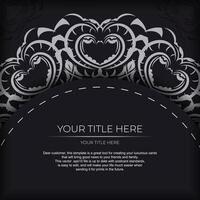 Black luxury invitation card design with silver vintage ornament. Can be used as background and wallpaper. Elegant and classic vector elements are great for decoration.