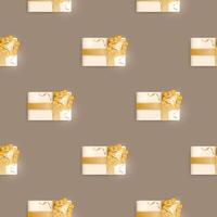 Seamless pattern with realistic gifts. Endless background. Champagne color. Suitable for postcards, prints, brown paper and backgrounds. illustration. vector