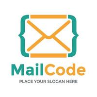 Mail code vector logo template. This design envelope symbol. Suitable for business.