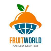 Fruit world vector logo template. This design use globe symbol. Suitable for food business.