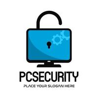 PC Security vector logo template. This design use protection symbol. Suitable for technology.