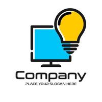 PC or Monitor lamp vector logo template. This design use smart symbol. Suitable for technology.