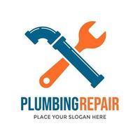 Plumbing vector logo template. This design use wrench symbol. Suitable for water industrial.