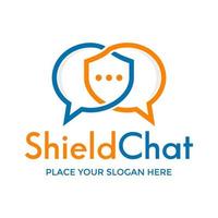 Shield chat vector logo template. This design use protection symbol. Suitable for safe conversation.