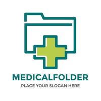 Medical folder vector logo template. This design use cross symbol. Suitable for data.