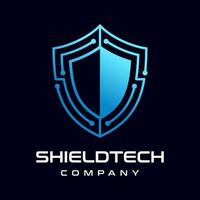 Shield technology vector logo template. This design use dt symbol. Suitable for protection.