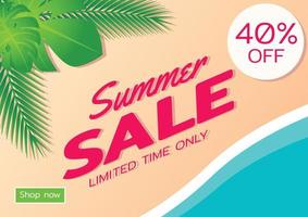Summer sale offer banner,sea and beach theme with its symbol,modern and fashionable design vector