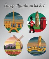 famous landmark and symbol of France,England,Netherlands and Italy for cloth and web design,vintage color vector