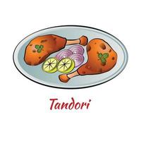 conjunto de comida deliciosa y famosa de la India en un colorido icono de diseño degradado vector